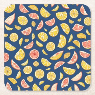 Pattern of Juicy Orange Slices Paper Coaster