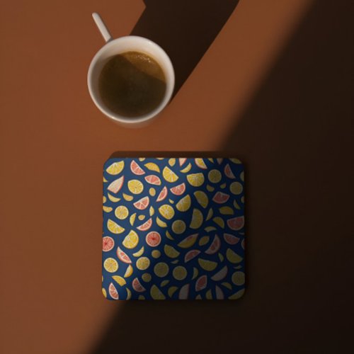 Pattern of Juicy Orange Slices Paper Coaster