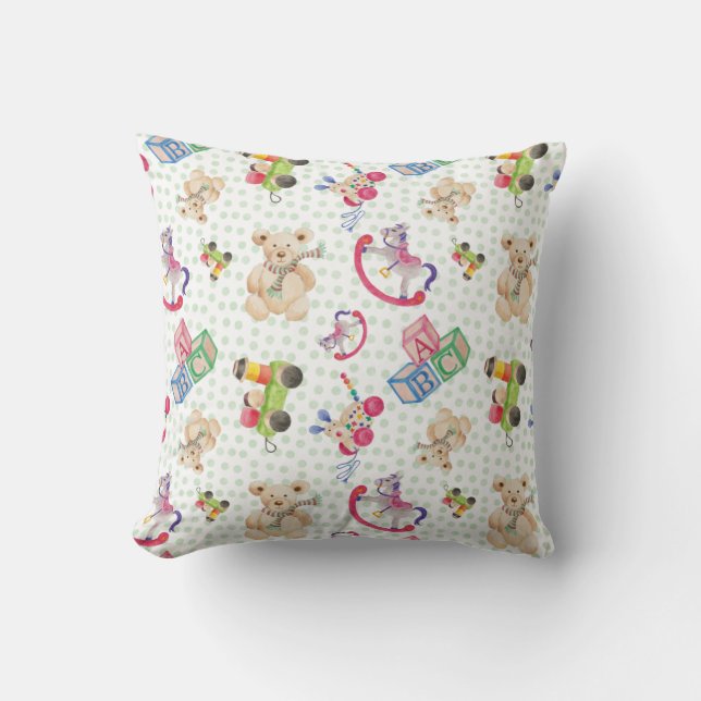Pattern of kid's toys throw pillow (Front)