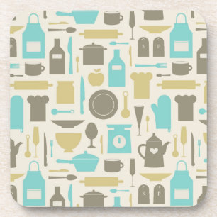Pattern Of Kitchen Tools Drink Coaster