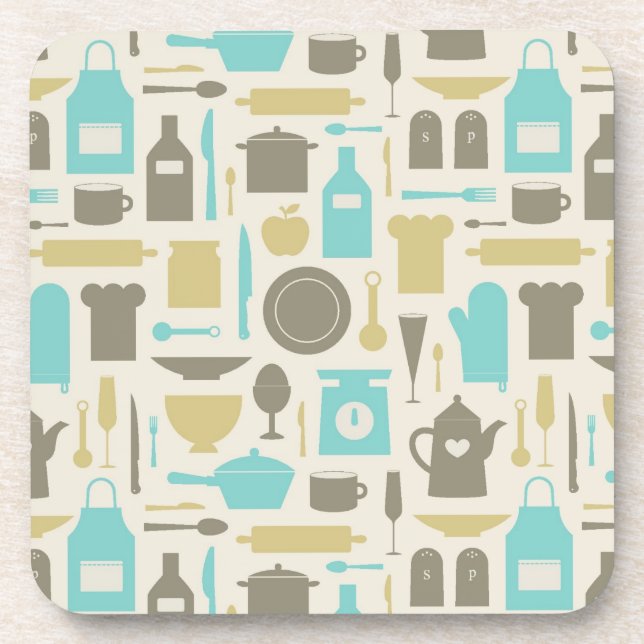 Pattern Of Kitchen Tools Drink Coaster (Front)