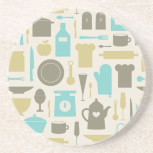 Pattern Of Kitchen Tools Sandstone Coaster