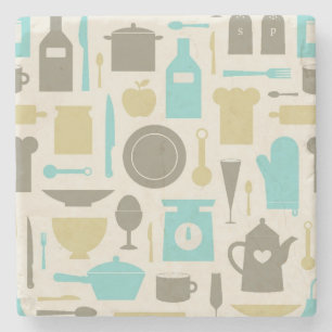 Pattern Of Kitchen Tools Stone Coaster