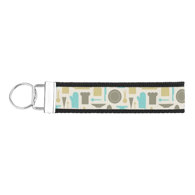 Pattern Of Kitchen Tools Wrist Keychain (Keys on Left)