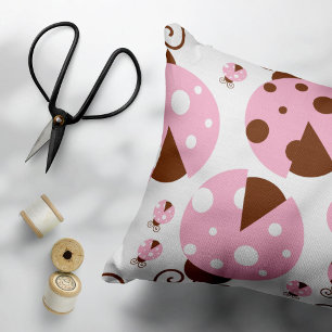Pattern Of Ladybugs, Cute Ladybugs, Pink Ladybugs Accent Pillow