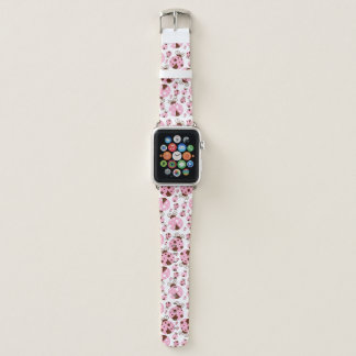 Pattern Of Ladybugs, Cute Ladybugs, Pink Ladybugs Apple Watch Band