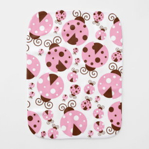 Pattern Of Ladybugs, Cute Ladybugs, Pink Ladybugs Baby Burp Cloth