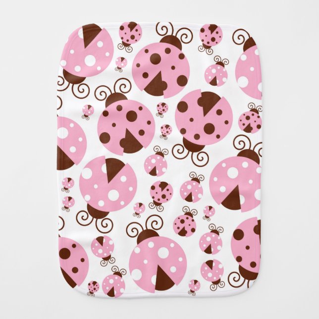 Pattern Of Ladybugs, Cute Ladybugs, Pink Ladybugs Baby Burp Cloth (Front)