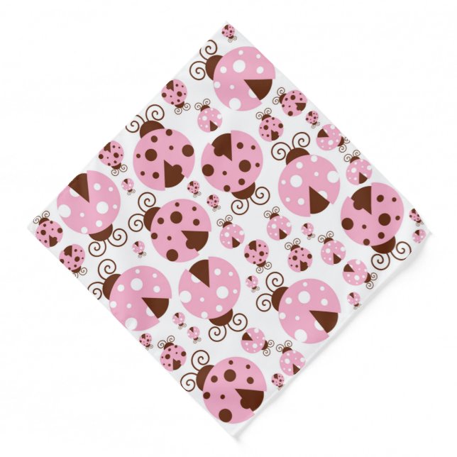 Pattern Of Ladybugs, Cute Ladybugs, Pink Ladybugs Bandana (Front)
