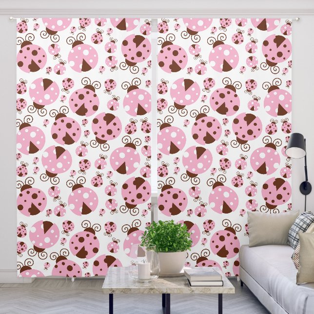 Pattern Of Ladybugs, Cute Ladybugs, Pink Ladybugs Blackout Curtains (Living Room)