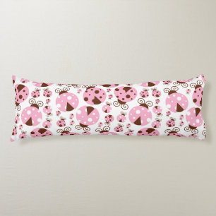 Pattern Of Ladybugs, Cute Ladybugs, Pink Ladybugs Body Pillow