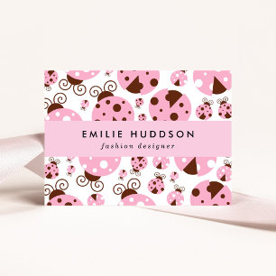 Pattern Of Ladybugs, Cute Ladybugs, Pink Ladybugs Business Card