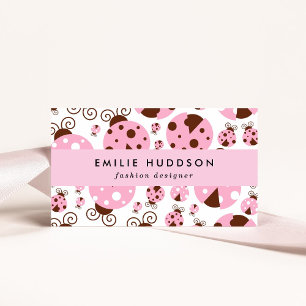 Pattern Of Ladybugs, Cute Ladybugs, Pink Ladybugs Business Card