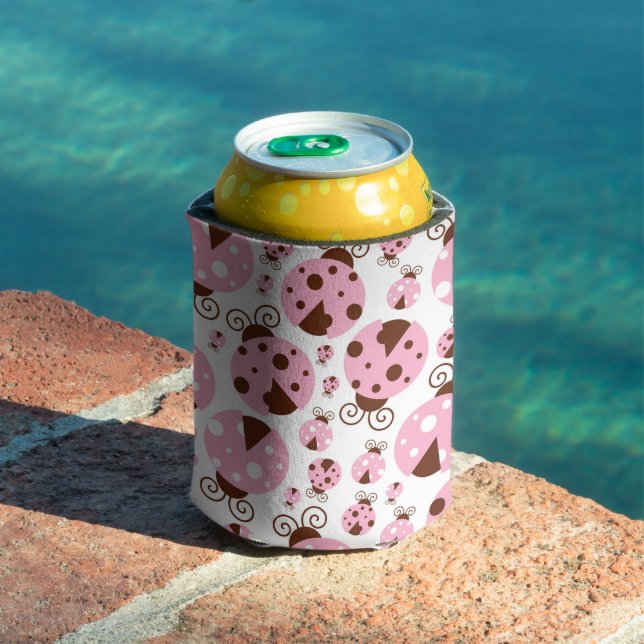 Pattern Of Ladybugs, Cute Ladybugs, Pink Ladybugs Can Cooler (In Situ Pool)