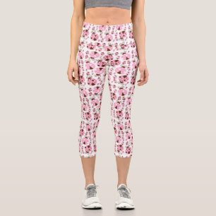 Pattern Of Ladybugs, Cute Ladybugs, Pink Ladybugs Capri Leggings