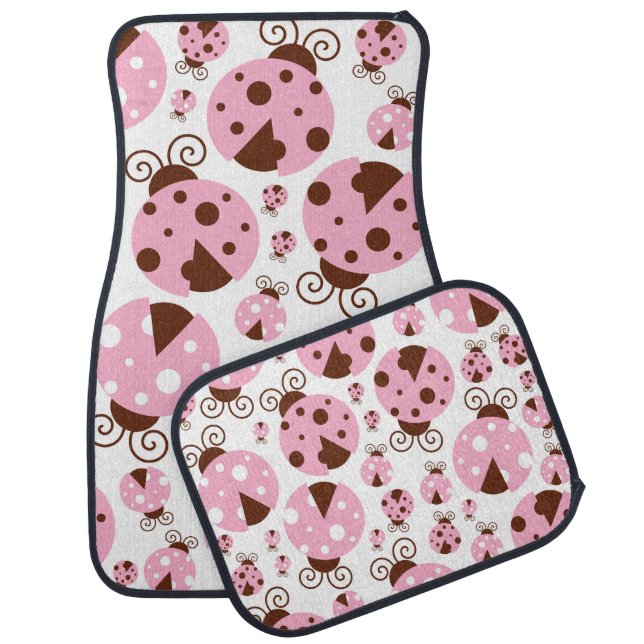 Pattern Of Ladybugs, Cute Ladybugs, Pink Ladybugs Car Floor Mat (Set)