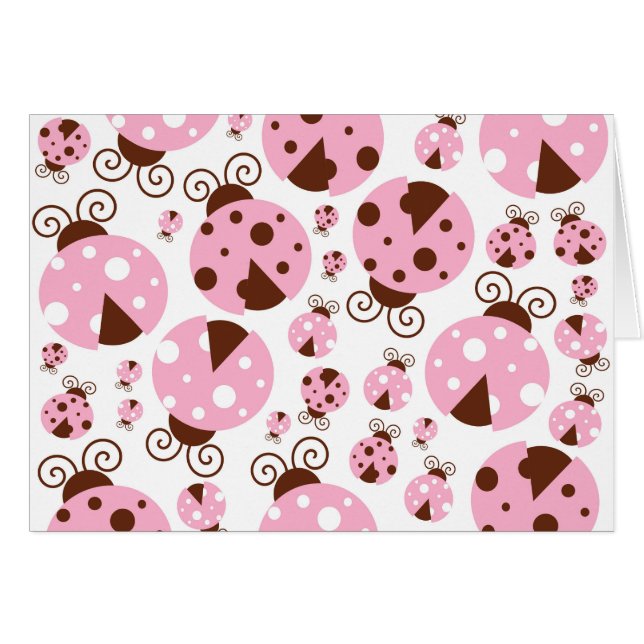 Pattern Of Ladybugs, Cute Ladybugs, Pink Ladybugs Cards (Front Horizontal)