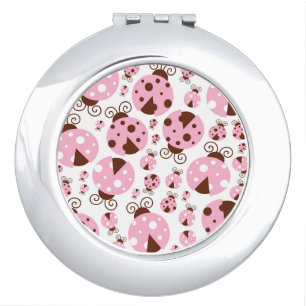 Pattern Of Ladybugs, Cute Ladybugs, Pink Ladybugs Compact Mirror