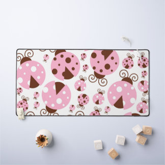 Pattern Of Ladybugs, Cute Ladybugs, Pink Ladybugs Desk Mat