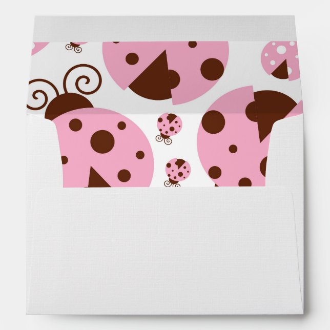 Pattern Of Ladybugs, Cute Ladybugs, Pink Ladybugs Envelope (Back (Bottom))