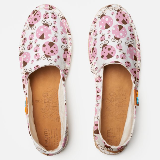 Pattern Of Ladybugs, Cute Ladybugs, Pink Ladybugs Espadrilles (Front)