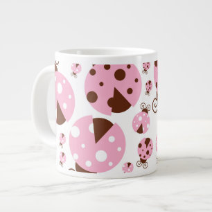 Pattern Of Ladybugs, Cute Ladybugs, Pink Ladybugs Giant Coffee Mug