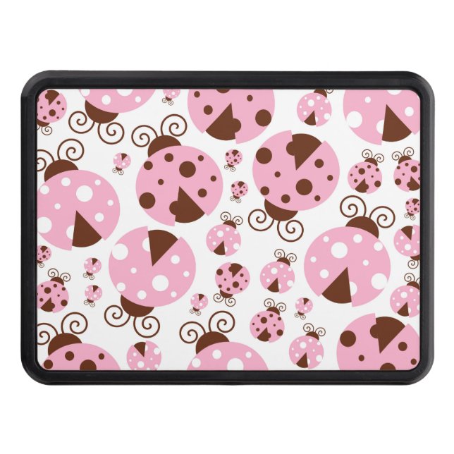 Pattern Of Ladybugs, Cute Ladybugs, Pink Ladybugs Hitch Cover (Front)