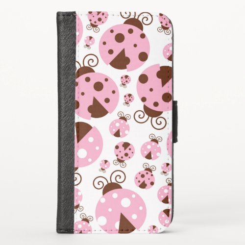 Pattern Of Ladybugs Cute Ladybugs Pink Ladybugs iPhone X Wallet Case