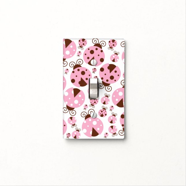 Pattern Of Ladybugs, Cute Ladybugs, Pink Ladybugs Light Switch Cover (In Situ)