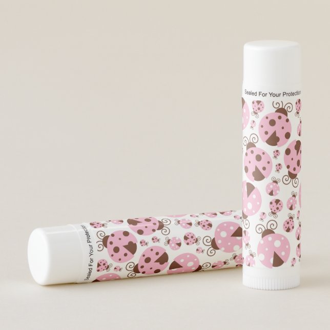 Pattern Of Ladybugs, Cute Ladybugs, Pink Ladybugs Lip Balm (Front)