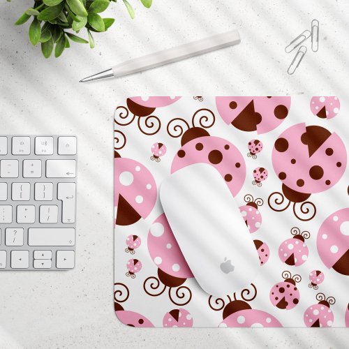 Pattern Of Ladybugs Cute Ladybugs Pink Ladybugs Mouse Pad