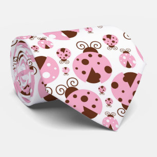 Pattern Of Ladybugs, Cute Ladybugs, Pink Ladybugs Neck Tie