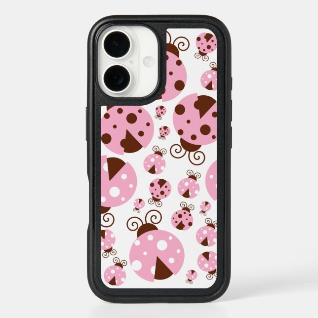 Pattern Of Ladybugs, Cute Ladybugs, Pink Ladybugs Otterbox iPhone Case (Back)