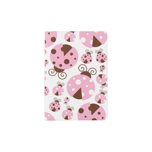 Pattern Of Ladybugs, Cute Ladybugs, Pink Ladybugs Passport Holder (Front)
