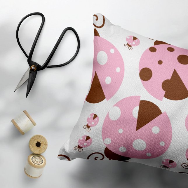 Pattern Of Ladybugs, Cute Ladybugs, Pink Ladybugs Pillow Case (Creator Uploaded)