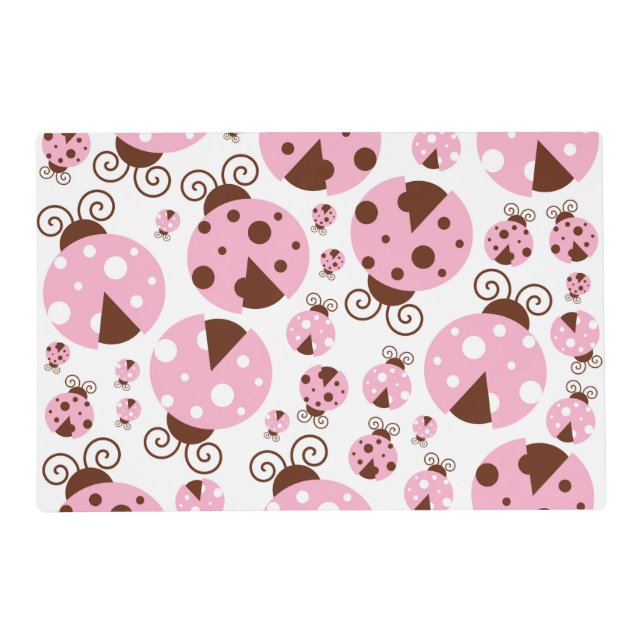 Pattern Of Ladybugs, Cute Ladybugs, Pink Ladybugs Placemat (Front)
