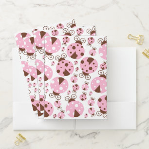 Pattern Of Ladybugs, Cute Ladybugs, Pink Ladybugs Pocket Folder