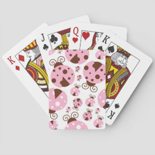 Pattern Of Ladybugs, Cute Ladybugs, Pink Ladybugs Poker Cards