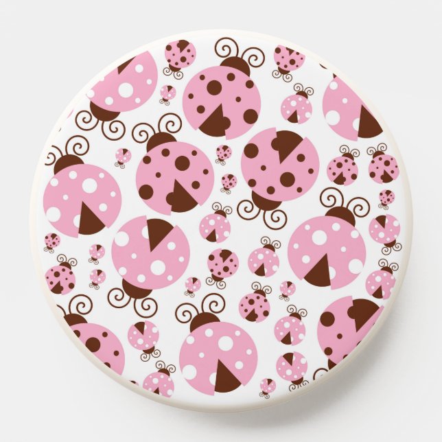 Pattern Of Ladybugs, Cute Ladybugs, Pink Ladybugs PopSocket (Popsocket)