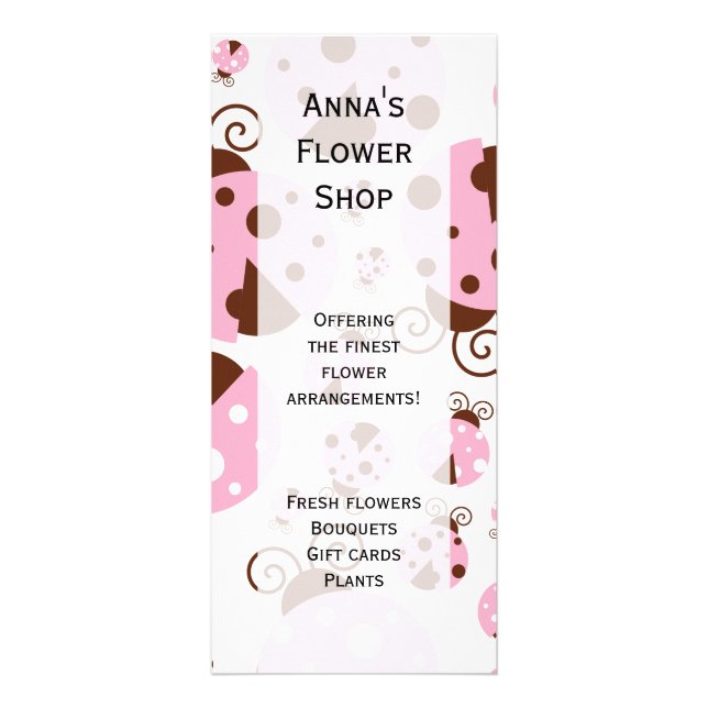 Pattern Of Ladybugs, Cute Ladybugs, Pink Ladybugs Rack Card (Front)