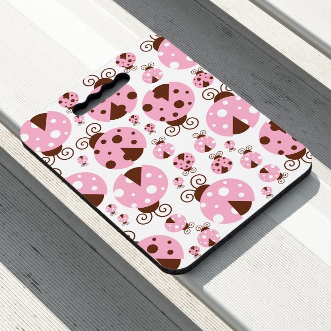 Pattern Of Ladybugs, Cute Ladybugs, Pink Ladybugs Seat Cushion (In Situ)