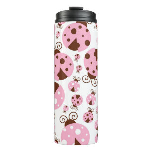 Pattern Of Ladybugs, Cute Ladybugs, Pink Ladybugs Thermal Tumbler
