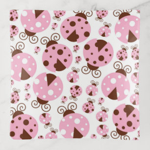 Pattern Of Ladybugs, Cute Ladybugs, Pink Ladybugs Trinket Tray