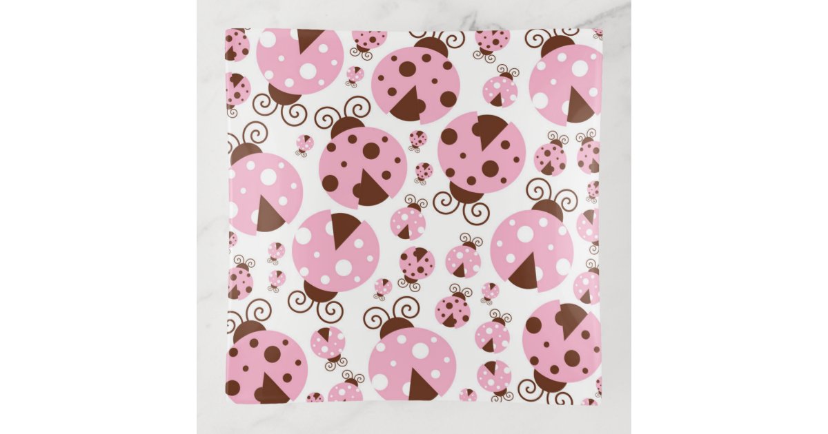 Pattern Of Ladybugs, Cute Ladybugs, Pink Ladybugs Trinket Tray | Zazzle