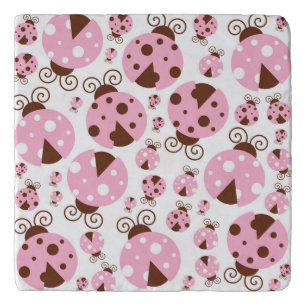 Pattern Of Ladybugs, Cute Ladybugs, Pink Ladybugs Trivet
