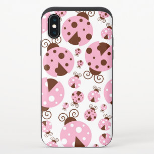Pattern Of Ladybugs, Cute Ladybugs, Pink Ladybugs iPhone X Slider Case