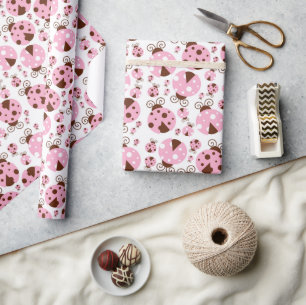 Pattern Of Ladybugs, Cute Ladybugs, Pink Ladybugs Wrapping Paper