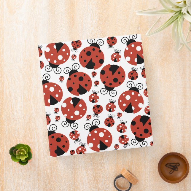 Pattern Of Ladybugs, Cute Ladybugs, Red Ladybugs 3 Ring Binder (In Situ)