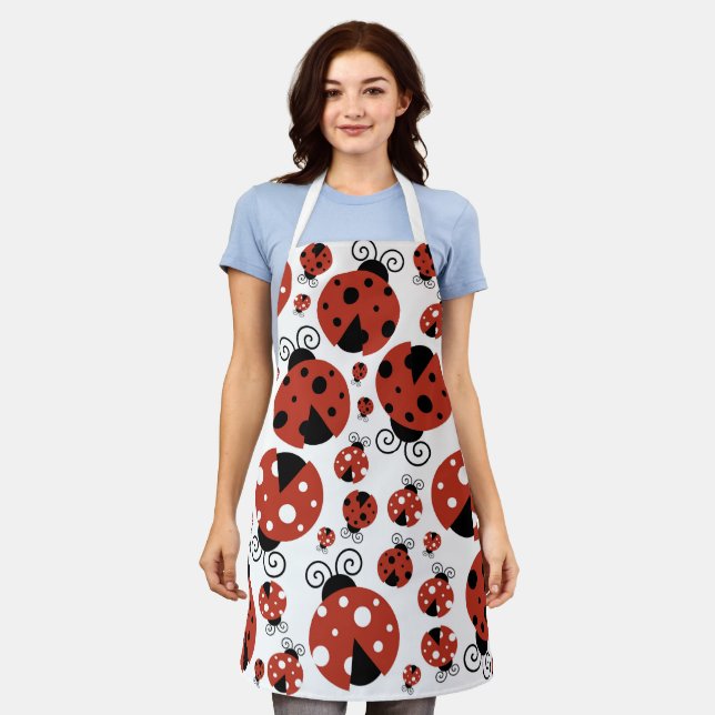 Pattern Of Ladybugs, Cute Ladybugs, Red Ladybugs Apron (Worn)
