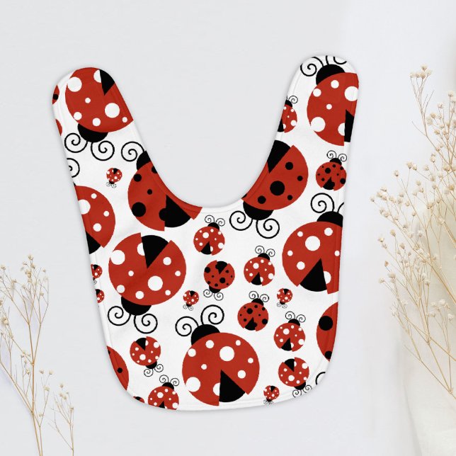 Pattern Of Ladybugs, Cute Ladybugs, Red Ladybugs Baby Bib (Creator Uploaded)